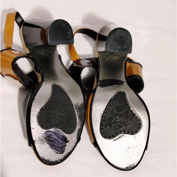 Naughty Monkey Happy Planet Sandals Formal Block Heel Black Tan Women Size 6.5 - Picture 7 of 9